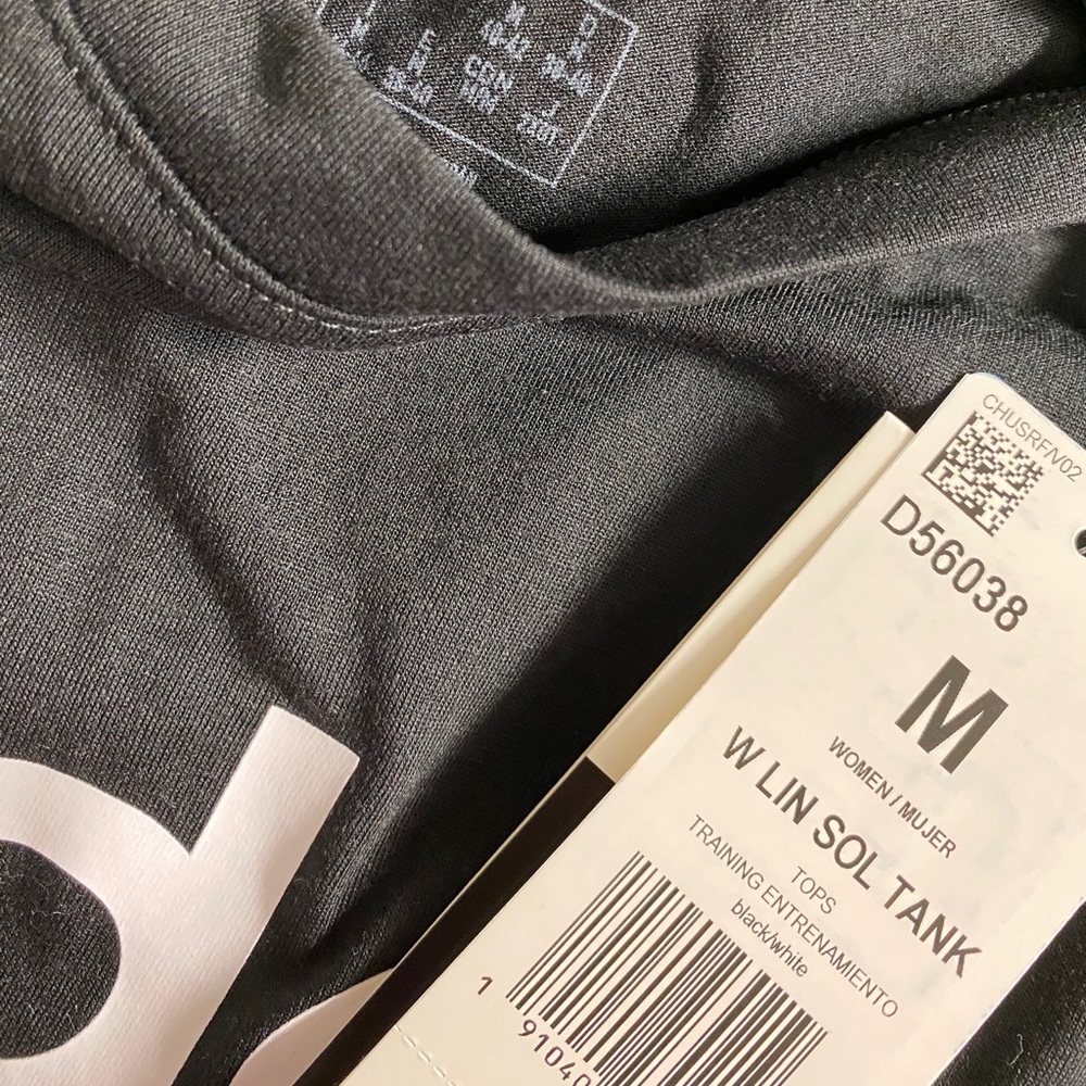NWT Adidas Logo W LIN SOL TANK Black White - Picture 4 of 4